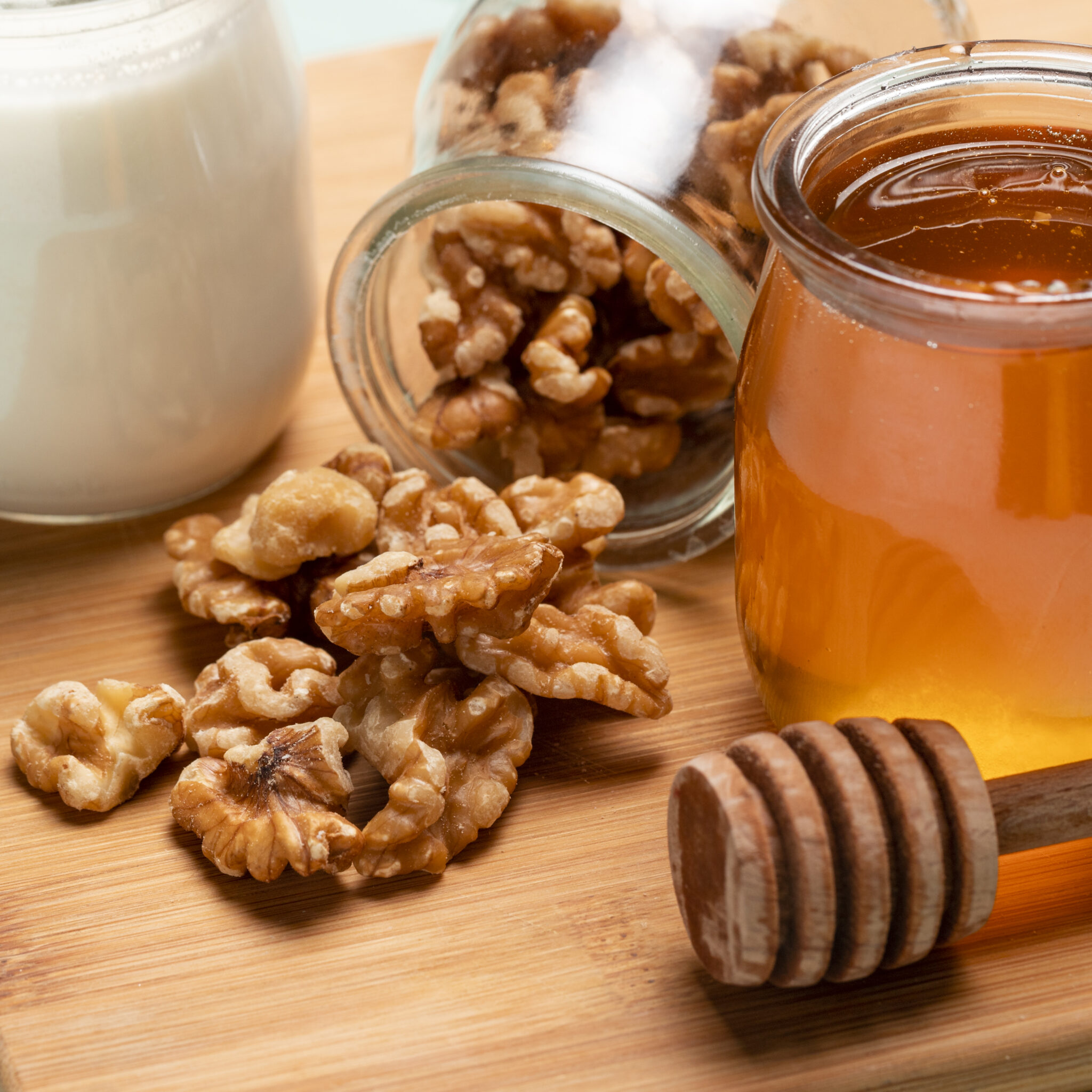 close up honey with nuts